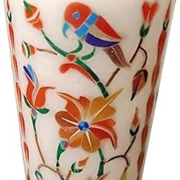 ArtEra Marble Handicrafted Inlaid with Semi-Precious Stones Decorative Glass (3 * 2 INCH) | Piera Dura Handmade Marble Glass Showpiece (Style 01, Agate)-image-16