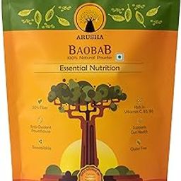 Arusha Baobab Powder 340gm | 34 servings | Superfood | Only 1 Ingredient | 100% Natural | No Preservatives | Best for the Gut Health | 50% Dietary Fiber | More Antioxidants than Blueberries | Rich in Vitamin C, B | Source of Potassium, Magnesium, Iron, Calcium | Vegan | Bioavailable-image-55