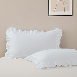 KANCHI DECOR - Culture Ruffle Luxury Cushion Cover | Super Soft Elegant Premium Microfiber Frill Cushion Cover Set of 2 - White | 17x27 Inch-image-6