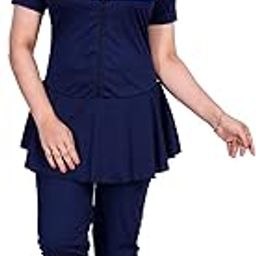 Full Body Wetsuit for Women Front Zip Diving Suit (XL, Blue)-image-69