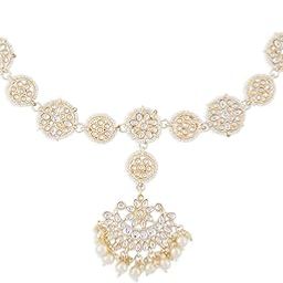 Gold Tone Bridal Kundan Push Back MathaPatti Style Maangtikka For Women-ZPFK13061-image-0