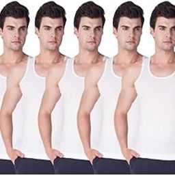 Men's White Tank Top Vest, Pack of 5, Vest, Banian, ganji, Sando, Men Vest, 100% Cotton-image-3