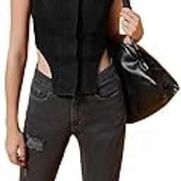 Belliskey Women's Black Collared Corset Stylish Top-image-2