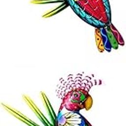 MERISHOPP 2Pieces Metal Parrot Wall Art Decor Sculptures for Outdoor Red and Green|Home & Garden|Home D?©cor|Figurines-image-28