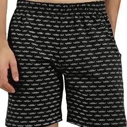 hotfits Men Black Cotton Basic Shorts- Mustache-picture-4