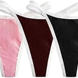 Women's Triangle Bikini Double Straps Tie Side String, Comfortable Cotton Fabric Double Strap Bikini (Pack of 3)-image-6