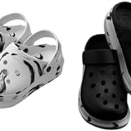 Unisex Classic Clogs, Marble Pattern Design, Black and White, Water-Resistant, Ventilated Comfort Combo of 2-image-20