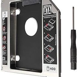 VYAR Universal SATA 9.5mm Caddy, 2nd SSD or Hard Disk Drive Caddy for CD/DVD Drive Slot (Add Second 2.5" SATA HDD/SSD to Your Laptop) (Compatible ONLY with 9.5mm Optical DVD Bay)-9