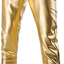 Mens Night Club Metallic Gold Suit Pants/Straight Leg Trousers 28/Tag Asian M Gold-image-91