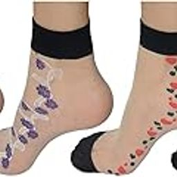 Ankle Ultra Thin Transparent Net Socks for Women with Thumb (Pack of 4)-3