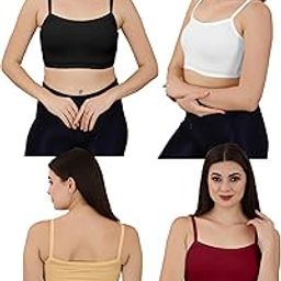 Women's Seamless Sports Bra,Comfortable Wide Straps,Art Women's Cottton Non Padded Non-Wired T-Shirt Bra Magical Bra (Free Size) Pack of 4, Nude Black White Beige Maroon-8