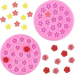 2 Pcs Silicone Mould for Chocolate Cake Mini Rose & Cherry Blossom Decorations Nail Accessories Resin Crafts Figurines and DIY Accessories Soap Moulds for Soap Making-22
