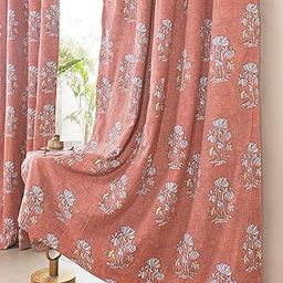 Tranquebar Curtain Co. Window Curtain - 100% Blackout with Lining, 152 cm (5 Feet), Coral Floral Print, 1 Piece, BackTab, Design Kumud- Window Curtain 5 Feet Long, Living Room, Bedroom, Kids Room-15