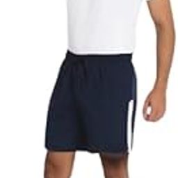 Men's Athletic Shorts, Navy Blue, Elastic Waist, Casual Sports Wear-image-1