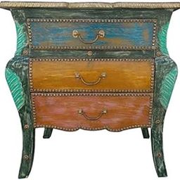 Indune's Handcrafted Multicolor Distress Wooden Chest Box with Three Drawers (26 x 17 x 28 Inches)-image-59