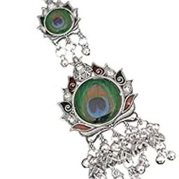 Traditional Silver Peacock Feather Waist Chain, Adjustable Belly Chain for Women with Dangling Bells-image-97