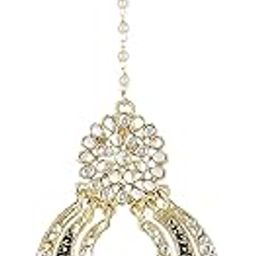24CT Gold Plated Black Enamelled Round-Shapped Maang Tika-image-47