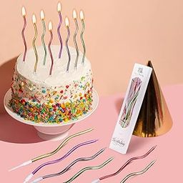 TOYXE 12-Count Colorful Metallic Spiral Long Thin Birthday Candles | 17cm Tall Cake Candles for Birthday, Wedding, Anniversary & Party Decorations | Multicolor-image-18