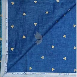 100% Pure Linen 60 Lea Printed Royal Blue colour Unstitched Shirt Fabric of 1.60 mts / VV2366N-image-87