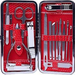 16 IN 1 Stainless Steel Manicure Kit Nail Cutter For Men Women | Manicure Pedicure Kit With Grooming Kit, Acne Needle, Nail Filer Kit, Nail Cutter Set with Case-41