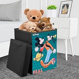 Kuber Industries Goofy Toy Storage Box | Laundry Basket for Toys | Folding Laundry Basket | Clothes Hamper with Lid & Handles | Storage Basket for Bathroom | 60 LTR | Black-picture-27
