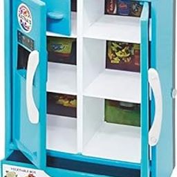 BKDT Marketing Toy Refrigerator/Fridge Kitchenware Role Play Set Household Kitchen Appliance Miniature Toy for Kids with Accessories Like - Ice Trays, Butter Box,Kids Toys Fridge, (Blue)-31
