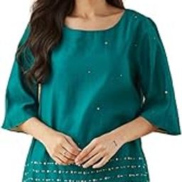 fabindia Women's Embellished Regular Fit Tops-picture-41
