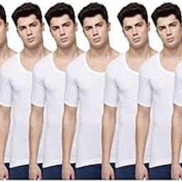 Lehar Men Combed Cotton Round Neck with Sleeve Vest -White-picture-40