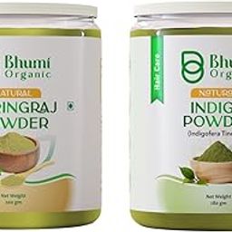 Bhumi Organic Natural Indigo Powder 180g and Bhringraj Powder 200g, Hair Care Combo Pack-image-68