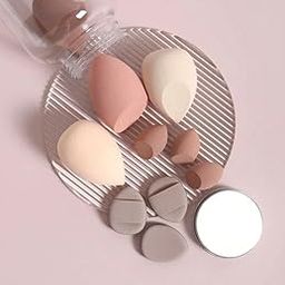 Rubyface 10Pcs Makeup Sponges Set With Storage Case, Including 4 Blenders, 3 Mini Beauty Blenders, 3 Mini Finger Cushions For Liquid, Cream & Powder, Multicolor Makeup Sponge Set for All types Of Skin-image-49