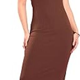 WineRed Women Brown Ribbed Bodycon Dress-image-75