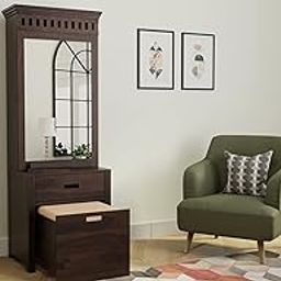 Woodcrony Solid Sheesham Wood Dressing Table with Mirror | for Home Living Room with Sitting Stool | Classic Design Wooden Vanity Mirror for Home | Wooden Makeup Table with Storage-picture-0