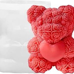 SOFTCREATO Rose Bear Shape Candle Mold I 3D Teddy Bear with Heart Silicone Epoxy Casting Mould I for DIY Handmade Ornament, Cake Décor, Aromatherapy, Soap, Resin Art Craft Making Home Décor Birthday Gift Valentine's Day Gift (Small)-image-54