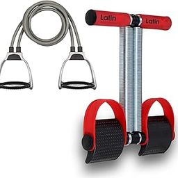 LatinX Combo of Double Spring Tummy Trimmer with Resistance Band - Complete Home Fitness Set for Core Strength and Total Body Workouts (Multicolor 02)-image-10
