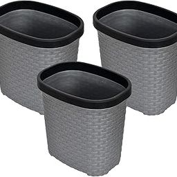 Kuber Industries Pack of 3 Waste Basket | Open Top Home Dustbin | Waste Bin for Bedroom, Living Room, Kitchen & Bathroom | 7 LTR | Grey-36