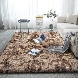 HI-Homes Rectangular Shaggy Carpet | Silk Touch Soft Fluffy Rug for Living Room & Bedroom | Beige Mixture | 3x5 Feet-image-27