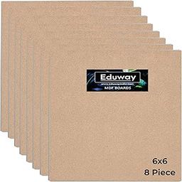 Eduway® A2 MDF Board Board Wood Sheet for Craft Art - 6x6 Inch, 4mm Thick, Pack of –8 - Premium Pine Cardboard for Artists, Art and Craft Students - Hard Cutout in Small and Large Sizes (15x15 cms)-11