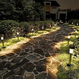 Solpex 16 Pack Solar Lights Outdoor Pathway,Solar Walkway Lights Outdoor,Garden Led Lights for Landscape/Patio/Lawn/Yard/Driveway-Cold White (Stainless Steel) (Warm White)-image-56