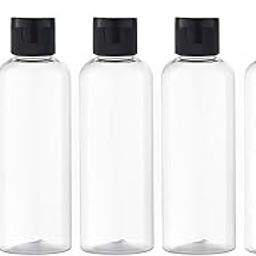 HARRODS 5pcs 100ml Empty Clear Plastic Bottles Refillable Travel Size Cosmetic Travelling Containers Small Leak Proof Squeeze Bottles with Black Flip Cap for Toiletries,Shampoo. (Pack of 5)-49