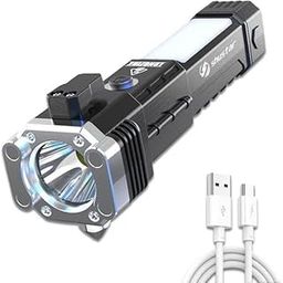 Torch LED Light 3W Rechargeable Long Distance Beam Range with Power Bank, Car Rescue Hammer & Strong Magnets, Window Glass & Seat Belt Cutter Built Portable LED Flashlight 4 Modes Indoor & Outdoor-9