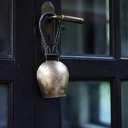 DULI Feng Shui Vastu Swiss Cow Bell DDLJ Bell Main Door Hanging Home Office Religious Spiritual Wall Decor Bell,Swiss Metal Wall Hanging Bells Metal Windchime, Size: 12x6 inch,Ganpati Bell (CowBell: GoldGanesha)-image-58