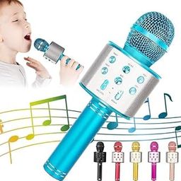 Kids Advance Handheld Wireless Singing Mike Multi-Function Bluetooth Karaoke Mic with Microphone Speaker for All Smart Phones (Blue)-image-66