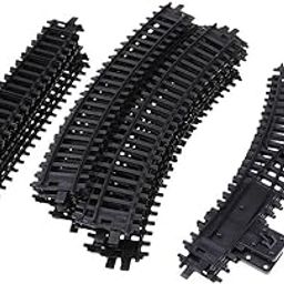 LOOM TREE® 1/87 Ho Poly Model Railroad Train Toy Scenery Layout Straight/Curve Track | 8 Pieces Straight Rail Track 16 Pieces Oval Rail Track 2 Piece Left Switch Rail Track-1