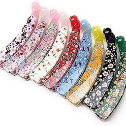 CHRONEX 9pcs Colorful Floral Banana Hair Clip Classic Clincher Fashionable Printed Twist Clip-51