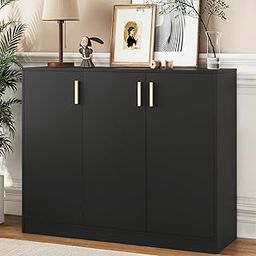 Cozy Castle Buffet Cabinet with Storage, Accent Storage Cabinet with Doors and Shelves, Sideboard Cabinet for Kitchen, Living Room, Black-image-67
