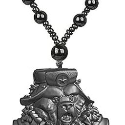 Black Rasha Mishka Bear Pendant Necklace Handmade Resin Tribal Charm Adjustable Beaded Chain Symbolic Jewelry Gift for Men & Women-image-89