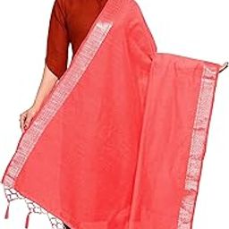 Women's Cotton Blend Silver Zari Dobby Boarder Dupatta With Tassels (DUPATTA DOBY Peach_Peach_2.10 Mtr)-10