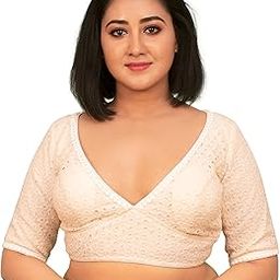 Women's Cotton - Off White - Stylish Regular Wear - Half Sleeve Readymade Designer Blouse-image-29