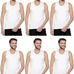 Fox World Low Round Neck Broad Shoulder Multipurpose Sleeveless Vest for Men White (Pack of 4,5,6&10)-picture-17