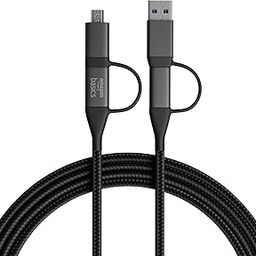 amazon basics 4-in-1 Braided Cable with USB-A, Micro USB and Type C | 65W Charging Cable with 480Mbps Data Transfer Speed |All-purpose Charging & Data Cable, 1.2m, Tangle Free-71